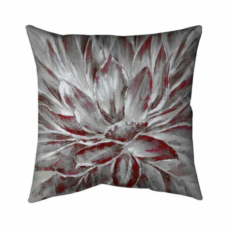 BEGIN HOME DECOR 20 x 20 in. Red & Grey Flower-Double Sided Print Indoor Pillow 5541-2020-FL95-1